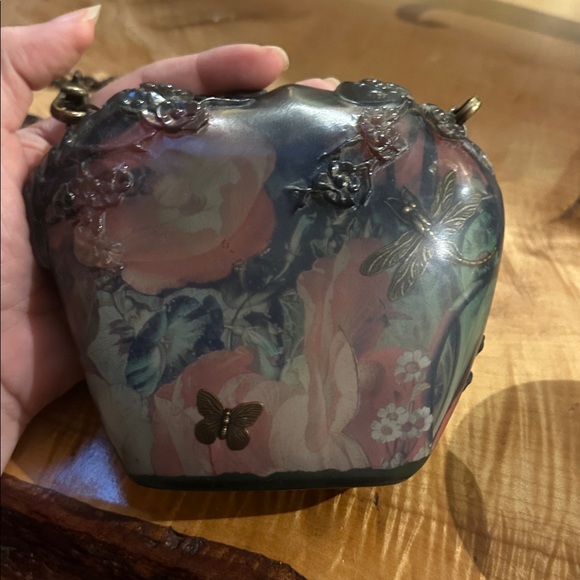 Rare Maya Evangelista Boho Frost Dragonfly Resin Shoulder Bag Beaded chain Strap - Picture 4 of 7